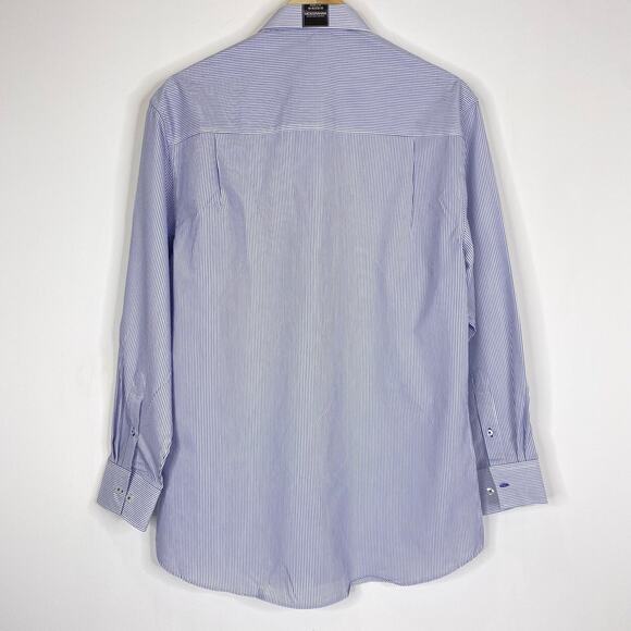 Nick Graham Stretch Modern Fit Blue Stripe Button Up Shirt Sz L Dressy Corpcore - Picture 4 of 8